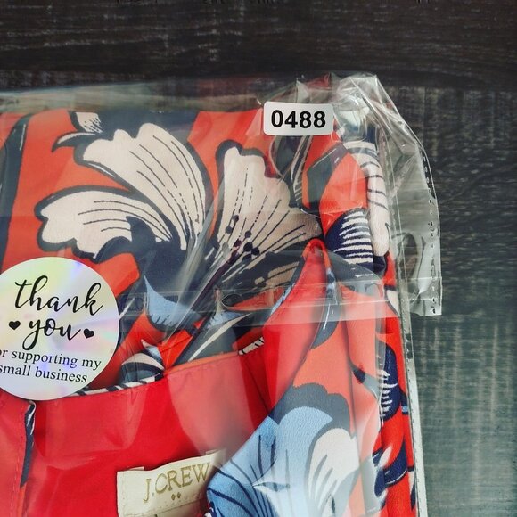 J. Crew Womens Dress 6 Red Blue Floral Print‎ Short Sleeve Shift Retro Summer - Picture 12 of 12